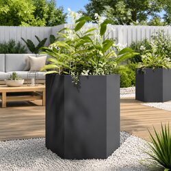Compact 2 pcs Black Hexagon Garden Planters for Plants