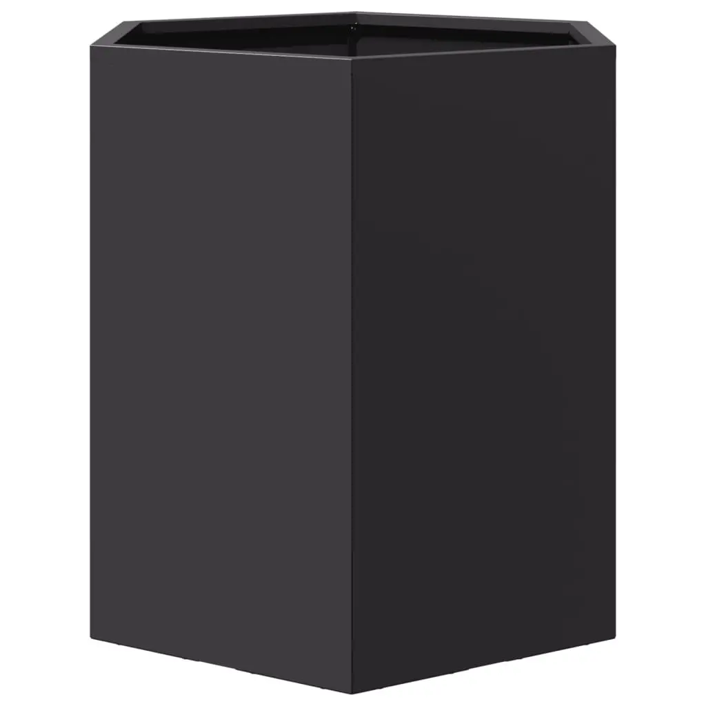 Raised Flower Pot Black Hexagon 46x40x45 cm Outdoor Garden Planters 2 pcs