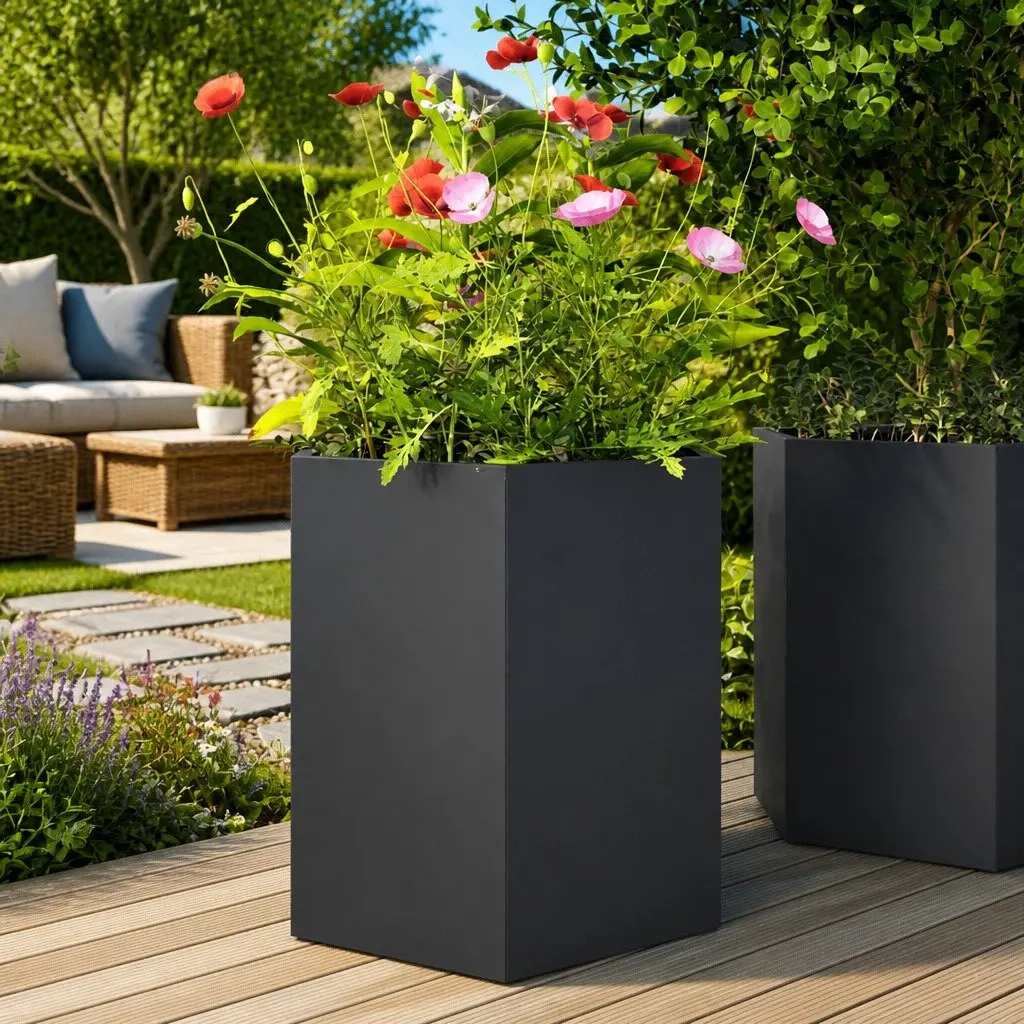 Garden Planters Anthracite 2 pcs Hexagon Raised Outdoor Flower Pot