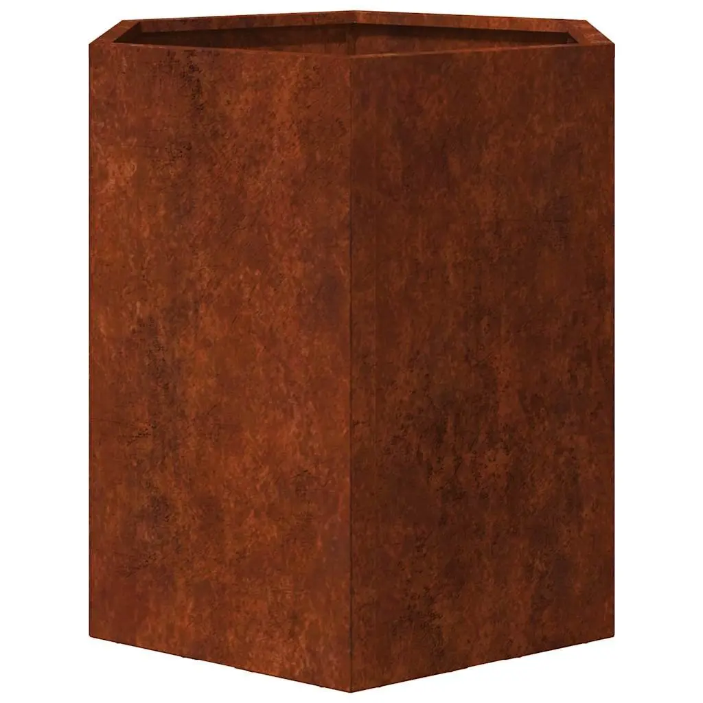 Garden Planters Brown Hexagon 46x40x45 cm Raised Bed Weathering Steel