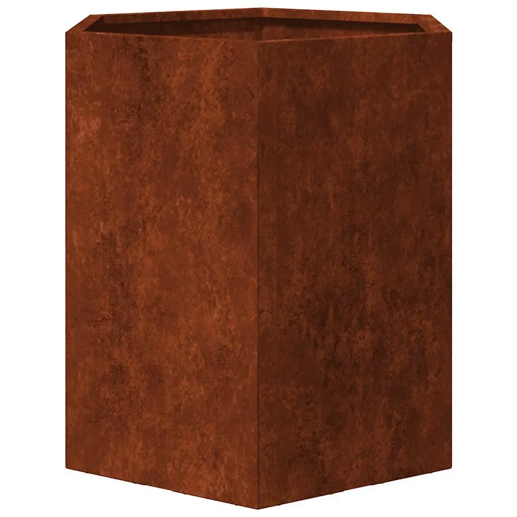 Garden Planters Brown Hexagon 46x40x45 cm Raised Bed Weathering Steel
