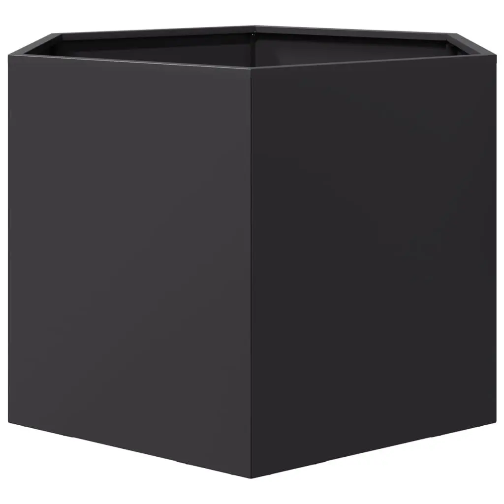 Garden Planter Black Hexagon Steel 69x60x45cm Raised Bed for Outdoor Flowers Plants