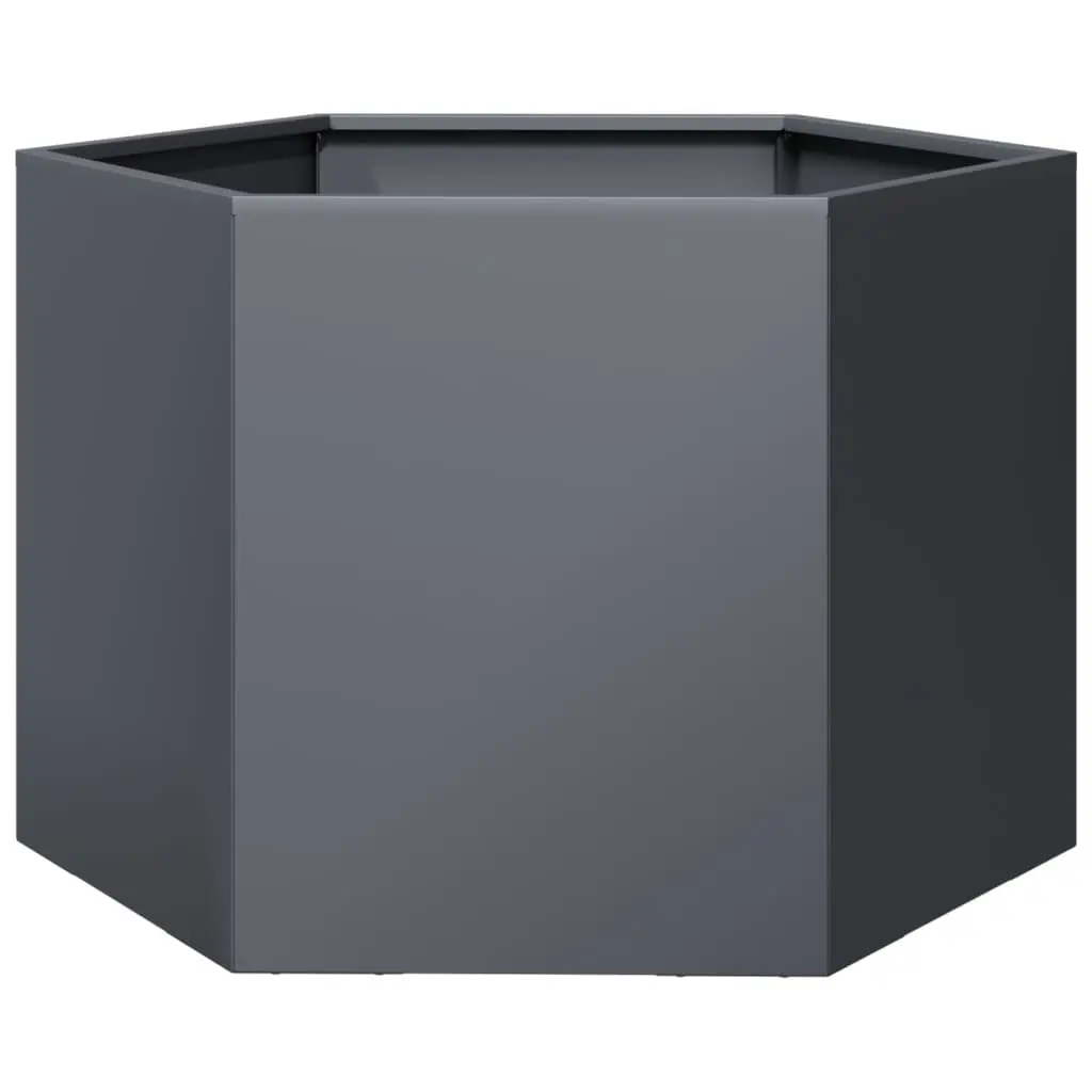 Hexagon Garden Planter Anthracite Steel Raised Bed Outdoor for Flowers Plants Vegetables