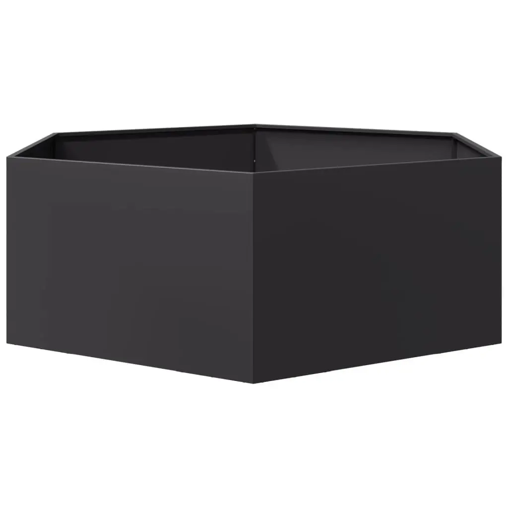 Hexagon Raised Garden Planter Black Steel Outdoor for Plants Flowers Vegetables Herbs 138x120x45cm