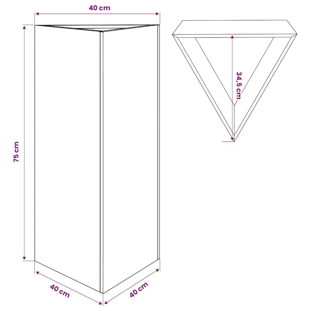 Garden Planter Black Steel 40x34.5x75cm Triangular Shape Rust Resistant Outdoor Use