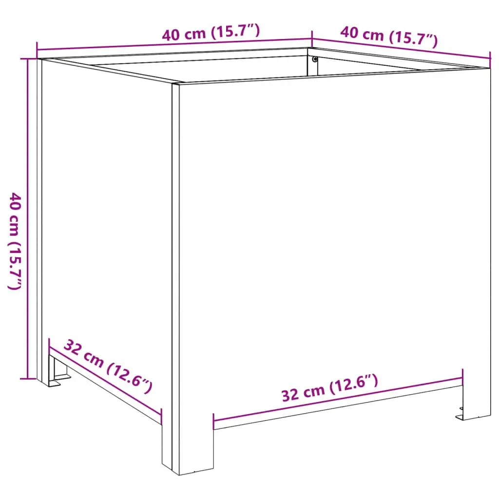 Garden Planters Anthracite 40x40x40cm Steel Outdoor Pots 2 Piece