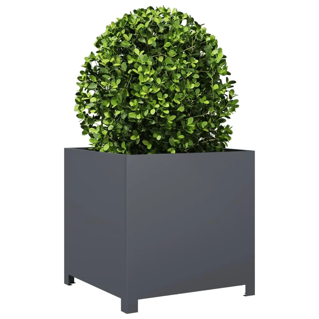 Garden Planter Anthracite Steel 50x50x50cm Outdoor Raised Bed