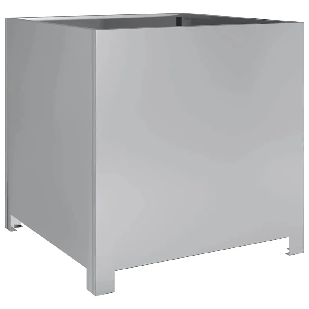 Garden Planter Silver 50x50x50cm Galvanised Steel Square Raised Bed Outdoor