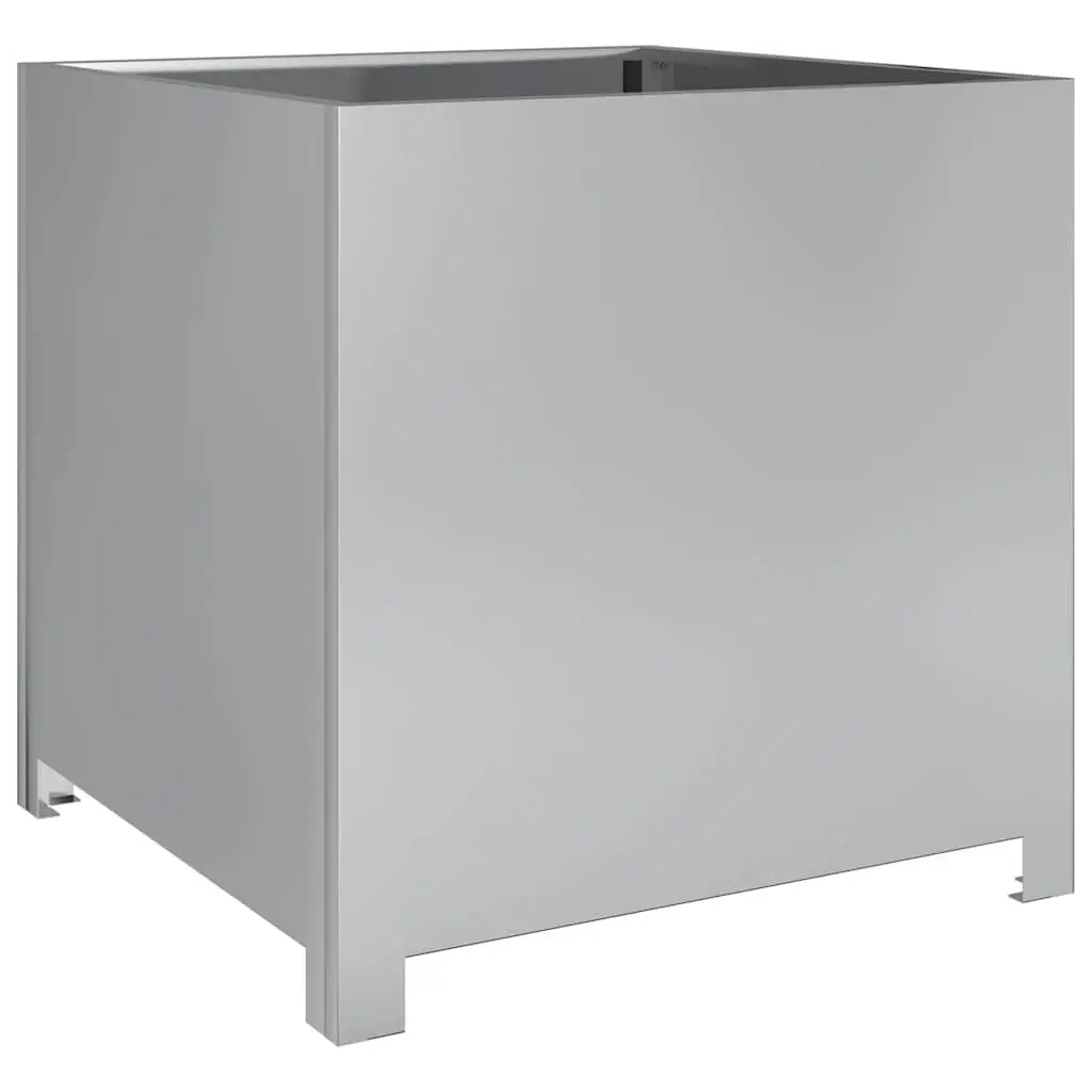Garden Planter Silver 50x50x50cm Galvanised Steel Square Raised Bed Outdoor