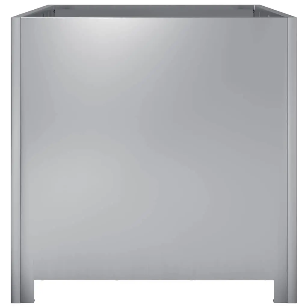 Garden Planter Silver 50x50x50cm Galvanised Steel Square Raised Bed Outdoor