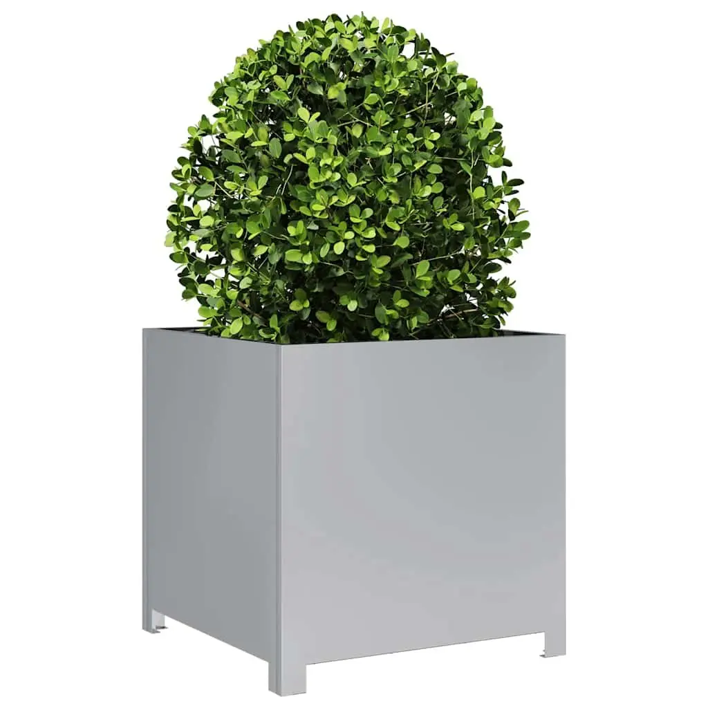 Garden Planter Silver 50x50x50cm Galvanised Steel Square Raised Bed Outdoor
