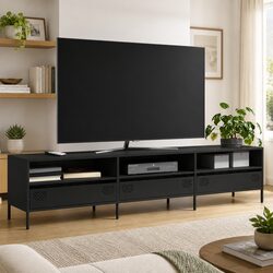Concise Black Industrial TV Cabinet Design