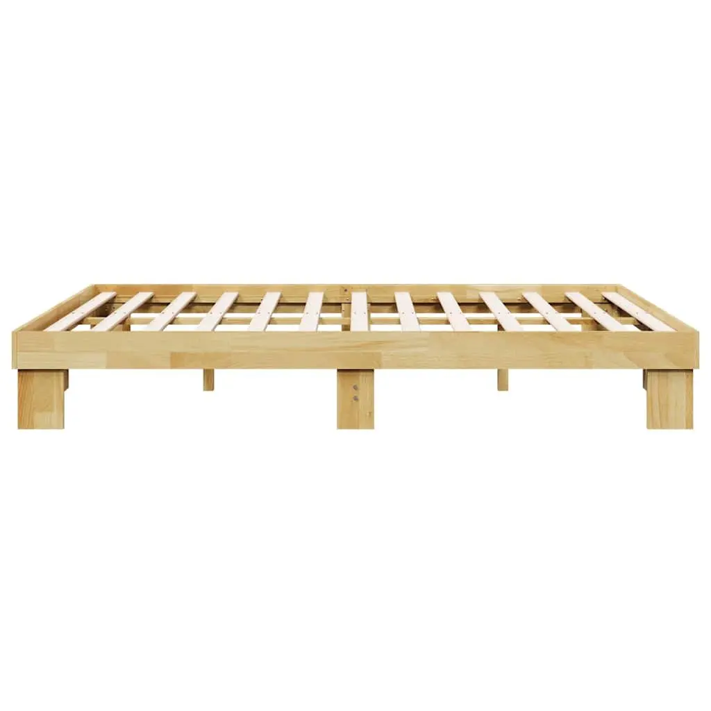Solid Wood Bed Frame Brown 135x190 cm Slatted Base Storage
