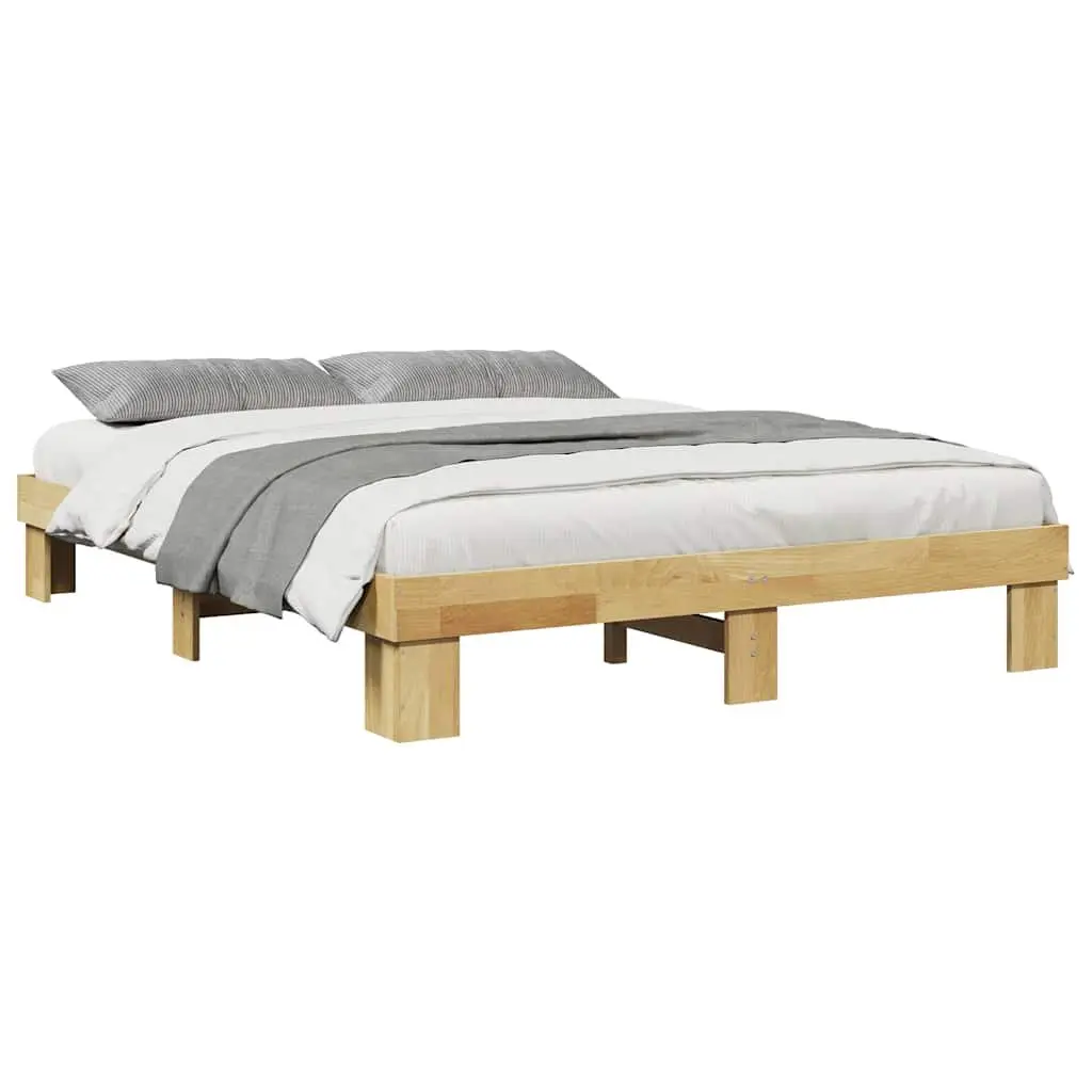 Solid Wood Bed Frame Brown 135x190 cm Slatted Base Storage