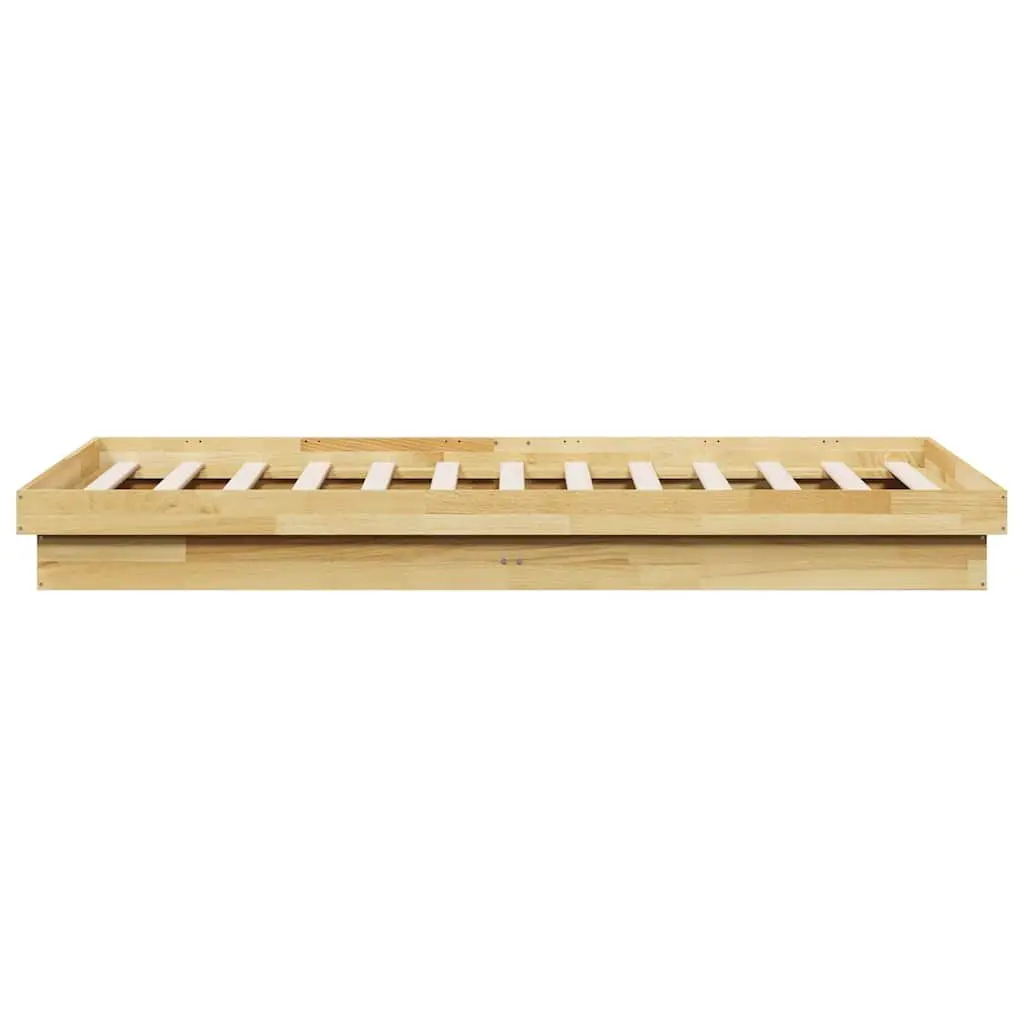 Solid Oak Wood Bed Frame Brown 90x190 cm Low Floor Slatted Base