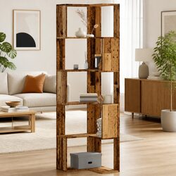 Corner Bookcase 5-Tier Brown Standing Shelf Storage Display Unit 50x50x179cm