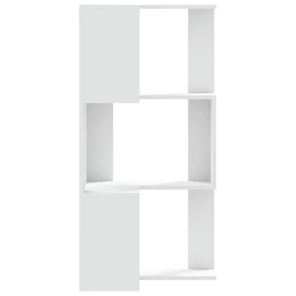 Corner Bookcase White 3-Tier Engineered Wood Storage Shelf Display Unit