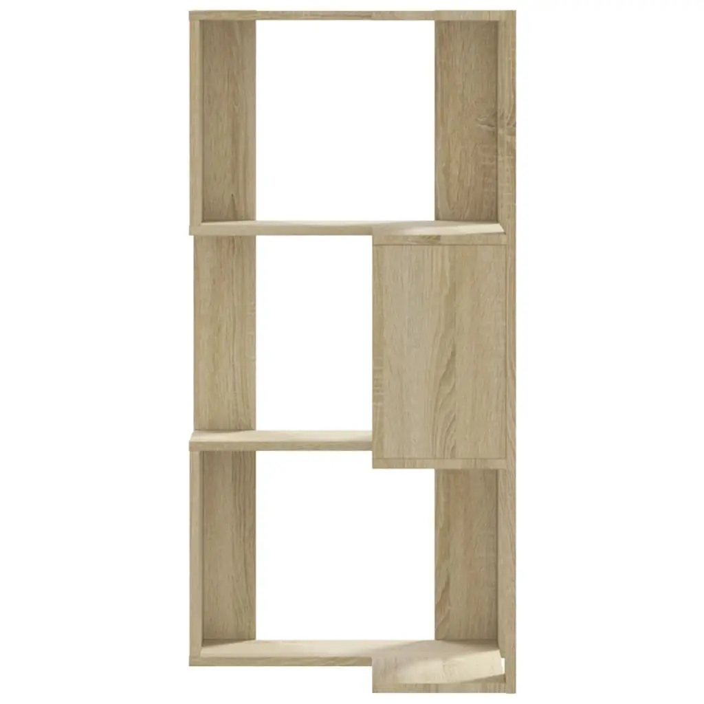 Corner Bookcase Brown 3-Tier Compact Storage Shelf for Living Room
