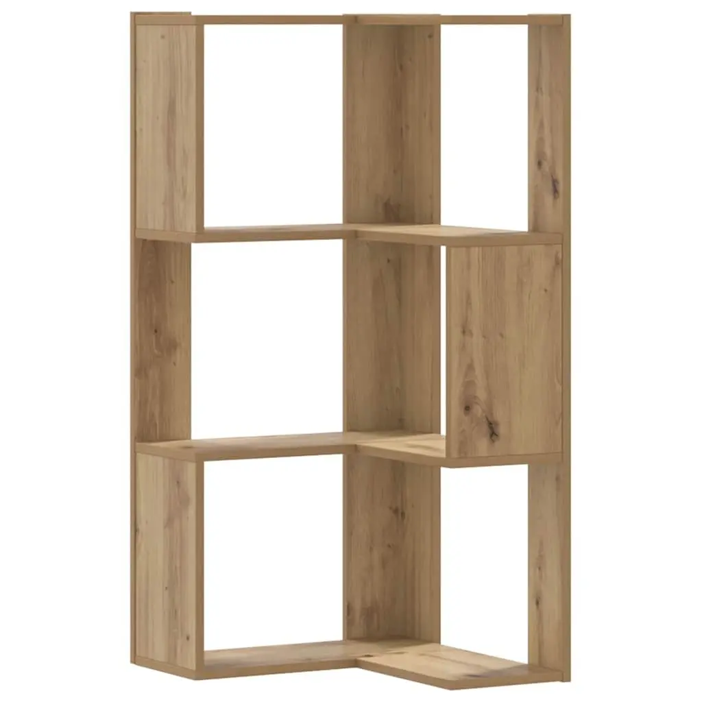 Corner Bookcase Brown 3-Tier Compact Storage Shelving Unit Engineered Wood