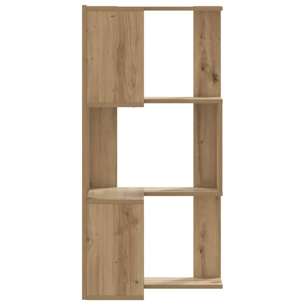 Corner Bookcase Brown 3-Tier Compact Storage Shelving Unit Engineered Wood