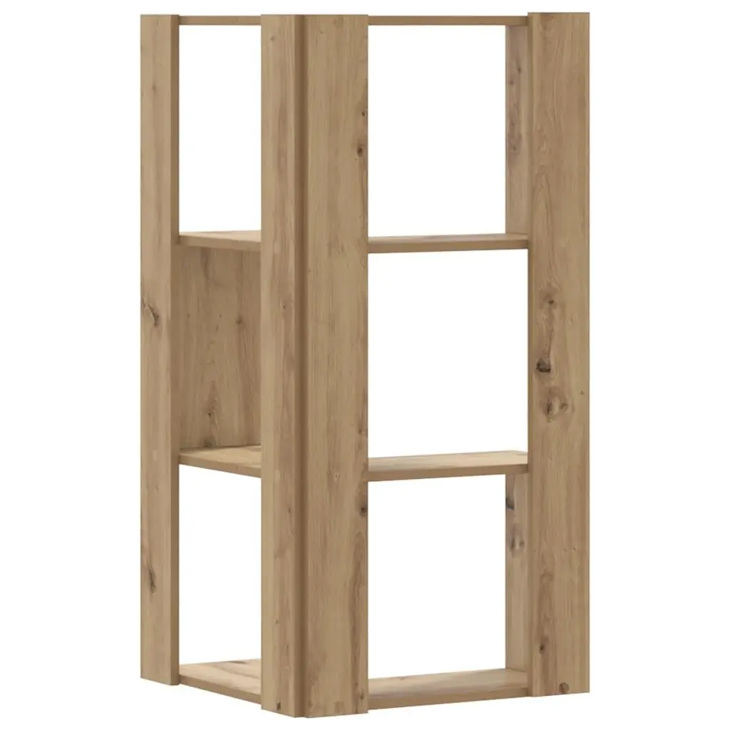 Corner Bookcase Brown 3-Tier Compact Storage Shelving Unit Engineered Wood