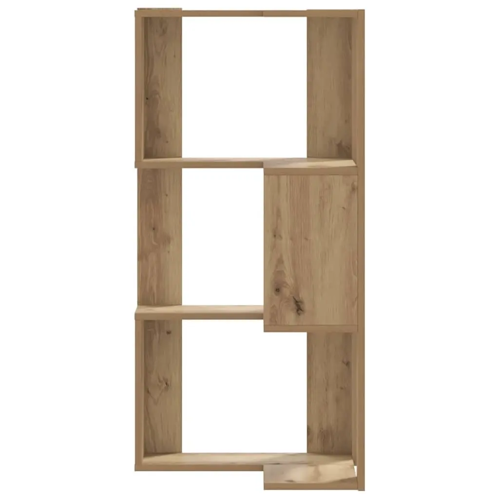 Corner Bookcase Brown 3-Tier Compact Storage Shelving Unit Engineered Wood