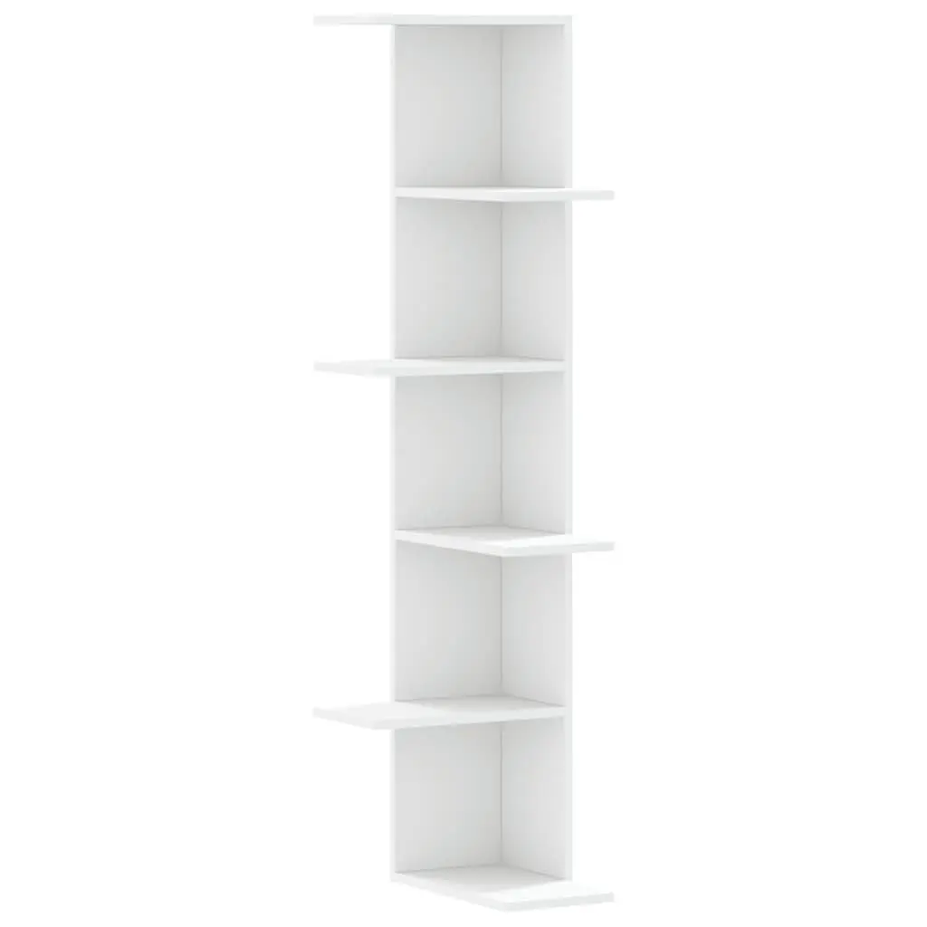 Wall Corner Shelf White 36.5x36.5x140cm Space-saving Storage Display Shelving Unit