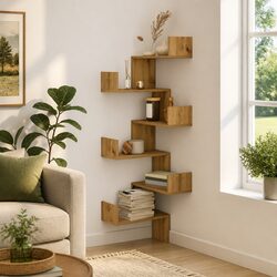 Simple Brown Corner Shelf for Effective Storage