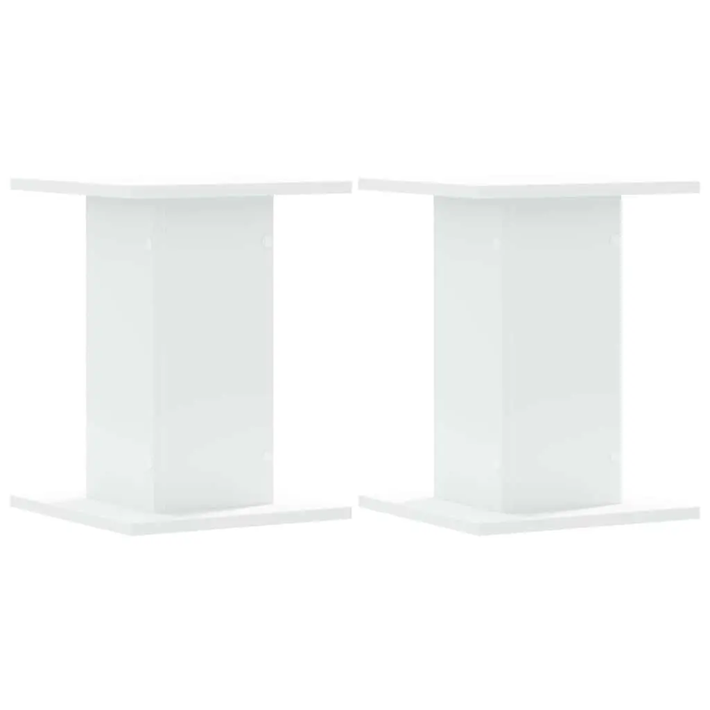 Speaker Stands Pair White 30x30x40 cm Engineered Wood Platform