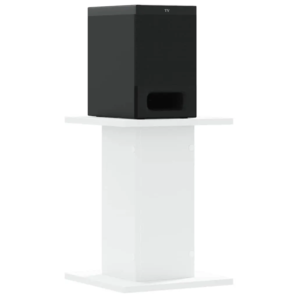 Speaker Stands Pair White 30x30x40 cm Engineered Wood Platform