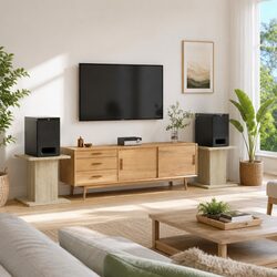 Concise Brown Engineered Wood Speaker Stands - 2 pcs