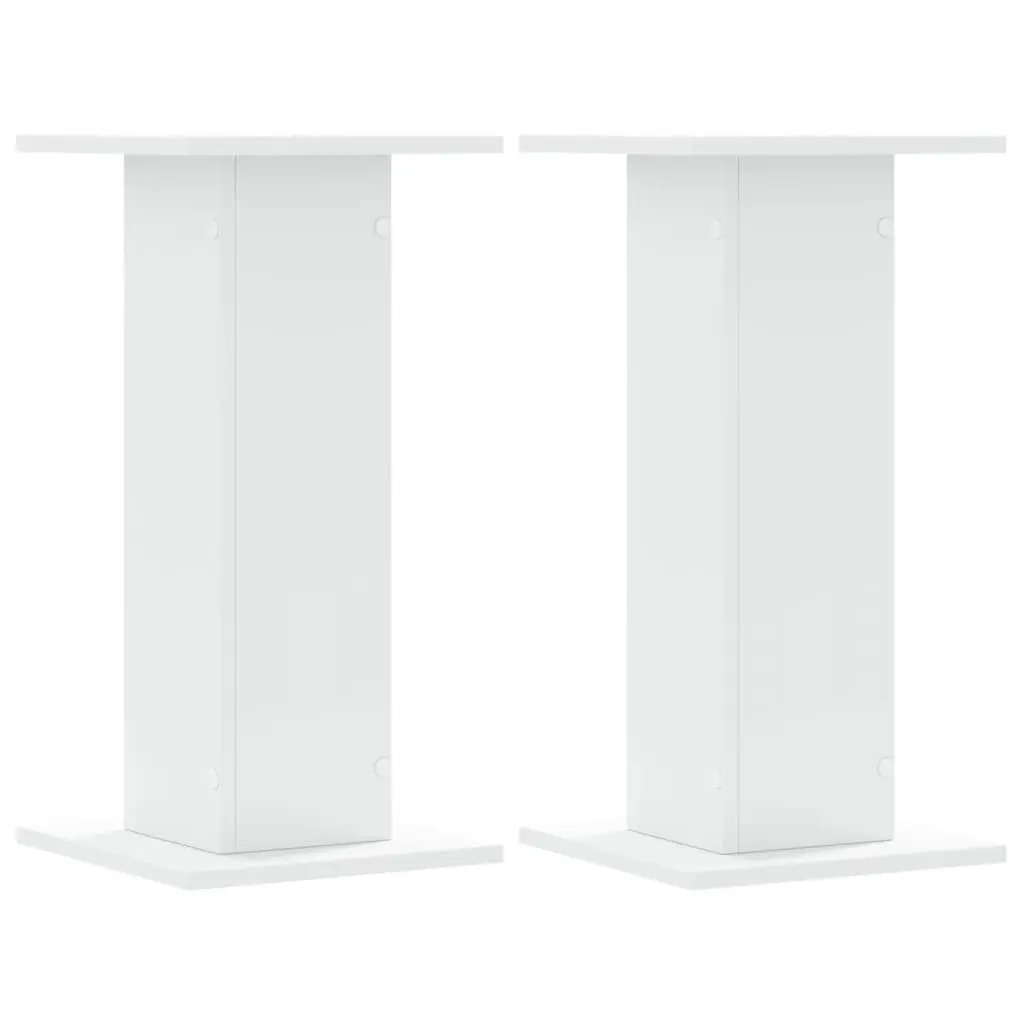 White Speaker Stands Pair 30x30x60cm Engineered Wood Acoustic Support