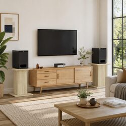 Compact Speaker Stands 2 pcs 30x30x60 cm, Brown Finish