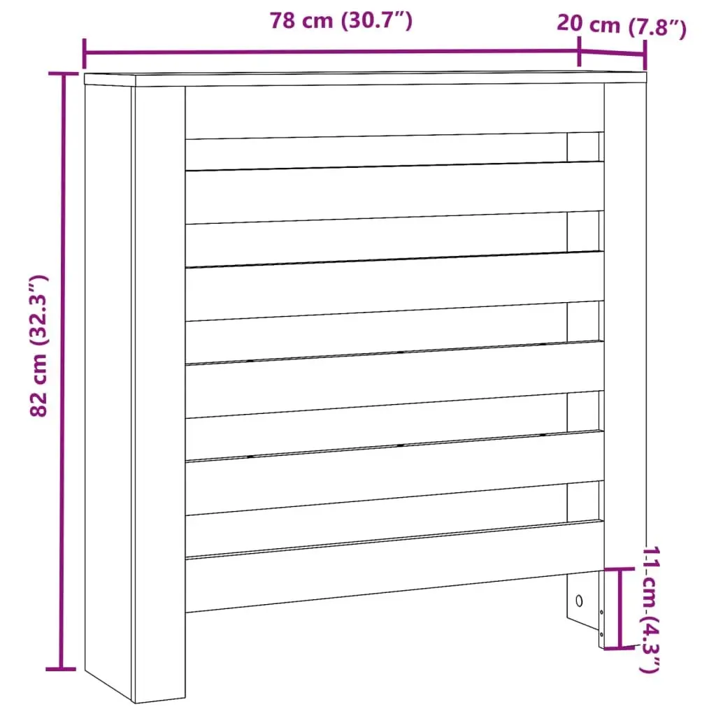 Radiator Cover White 78 x 20 x 82 cm Slatted Cabinet Heater Shelf Living Room