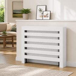 Concise Modern White Radiator Cover with Shelf Space