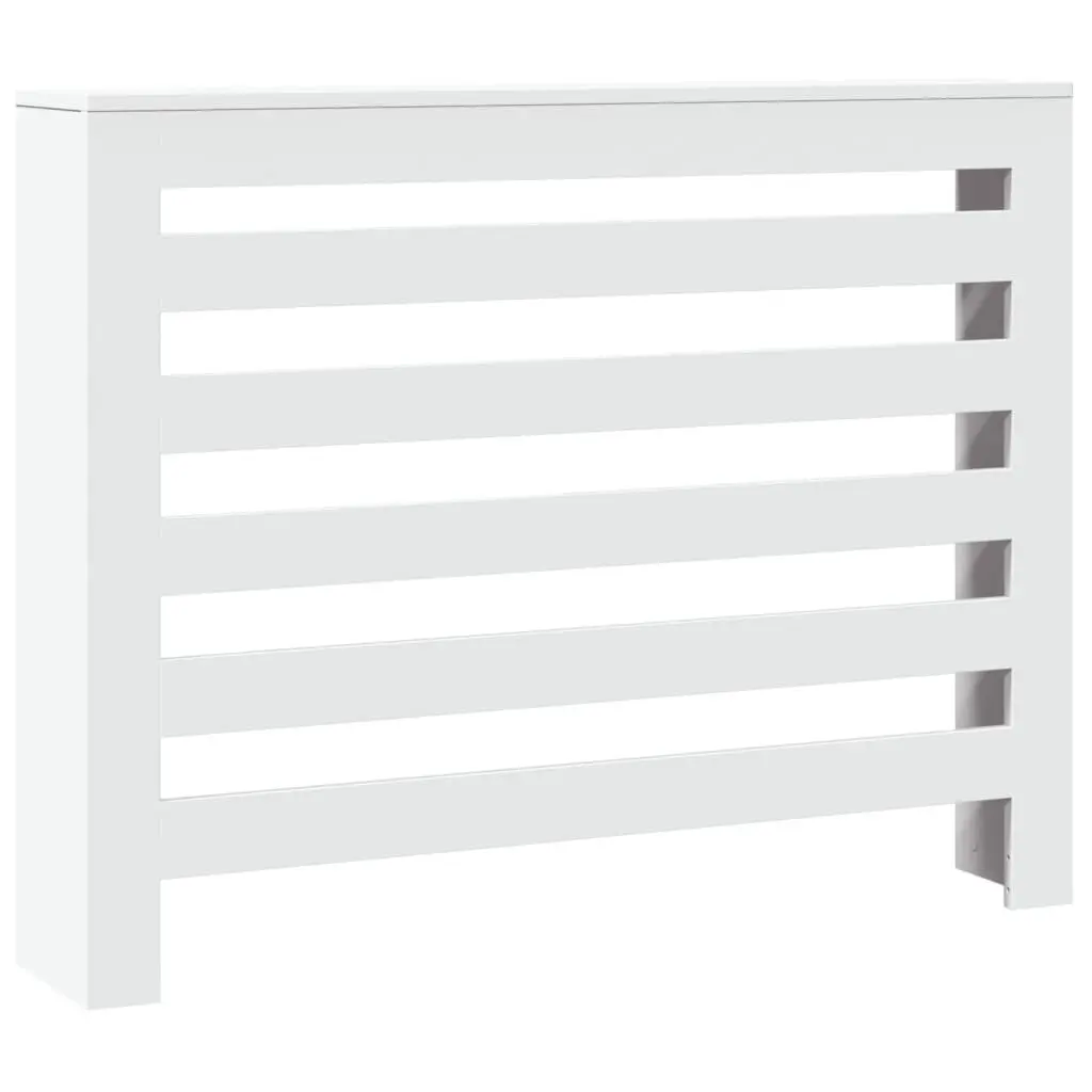 Radiator Cover White 104 x 20 x 82 cm Slatted Cabinet Shelf Living Room Heater
