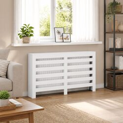 Compact White Radiator Cover with Shelf Space