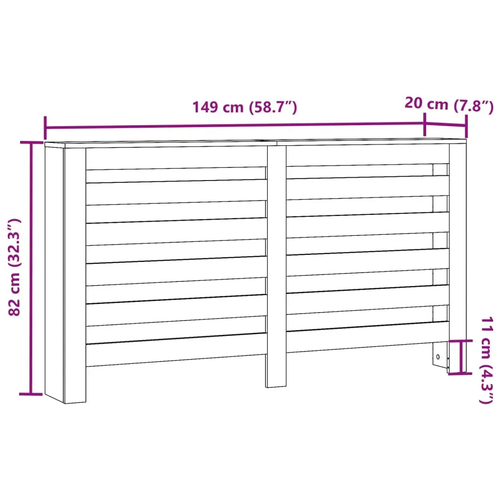 Radiator Cover White 149 x 20 x 82 cm Engineered Wood Cabinet Shelf