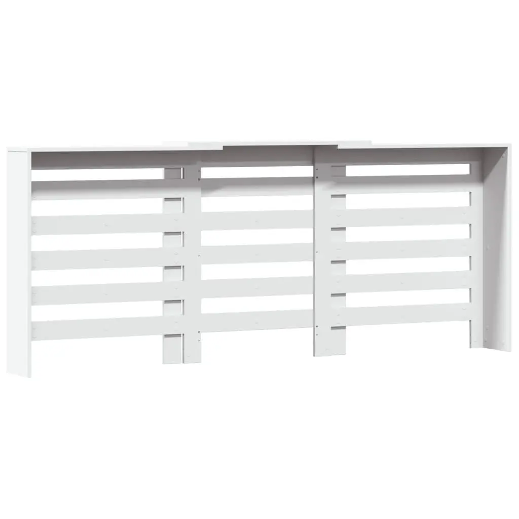 Radiator Cover White 205 x 21.5 x 83.5 cm Slatted Cabinet Shelf Living Room
