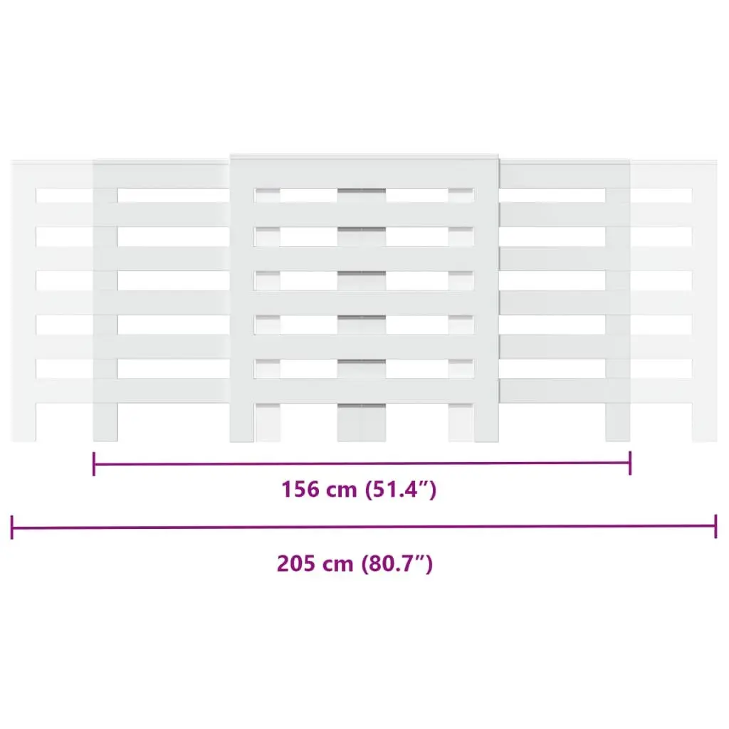 Radiator Cover White 205 x 21.5 x 83.5 cm Slatted Cabinet Shelf Living Room