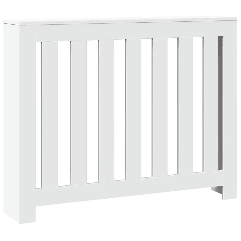 Radiator Cover White 104x20x82cm Slatted Cabinet Heater Shelf Living Room