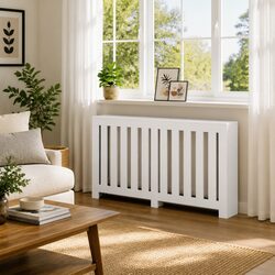 Sleek White Radiator Cover with Extra Shelf Space