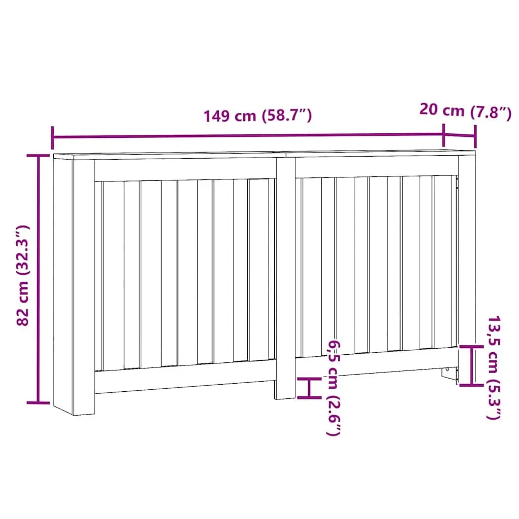 Radiator Cover White 149 x 20 x 82 cm Slatted Cabinet with Shelf Living Room
