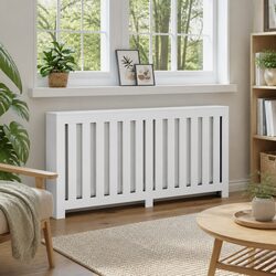 White Radiator Cover 175x20x82cm Easy Maintenance