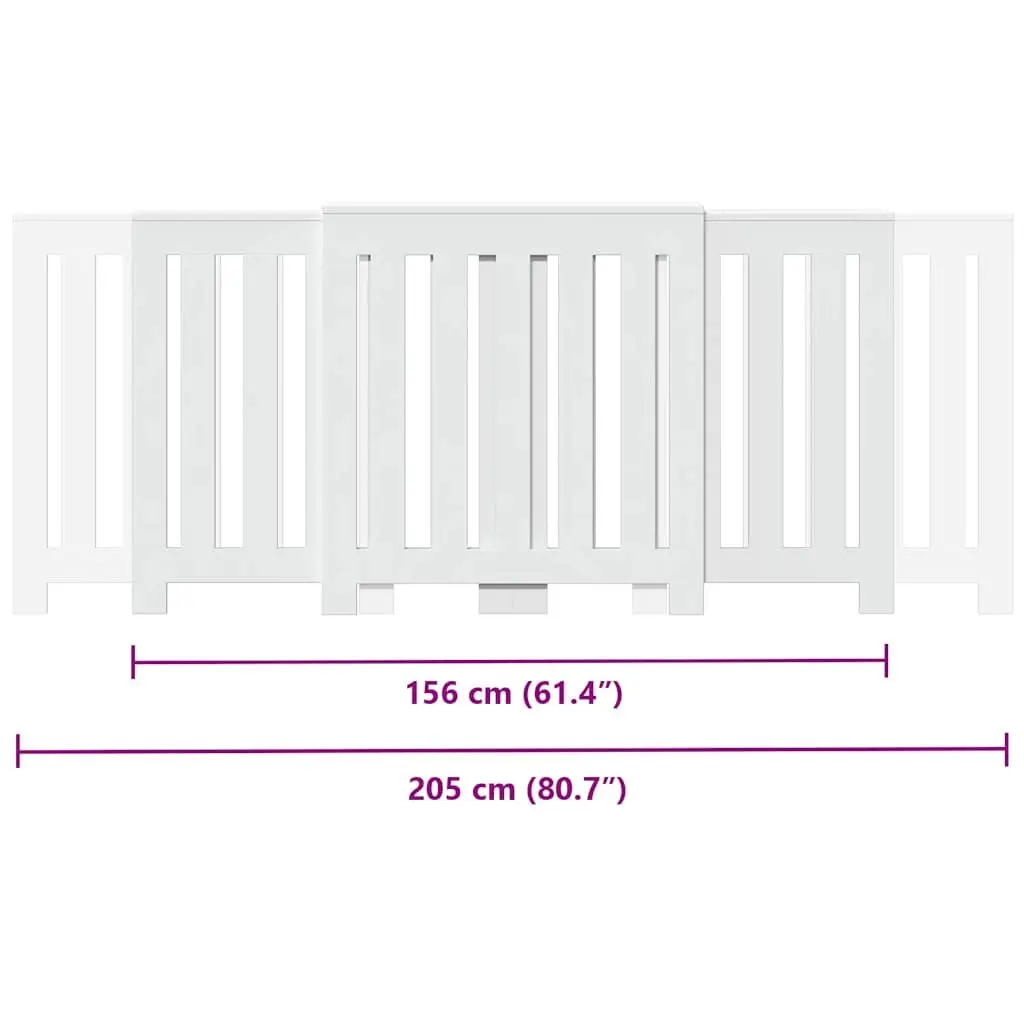 Radiator Cover White 205 x 21.5 x 83.5 cm Slatted Cabinet Shelf Living Room