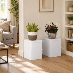 Compact and Modern White Plant Stands, Set of 2