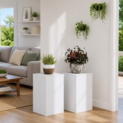 Compact White Plant Stands – 2 pcs 30x30x50 cm for Display