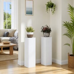 Compact White Plant Stands - 2 Pack for Easy Display