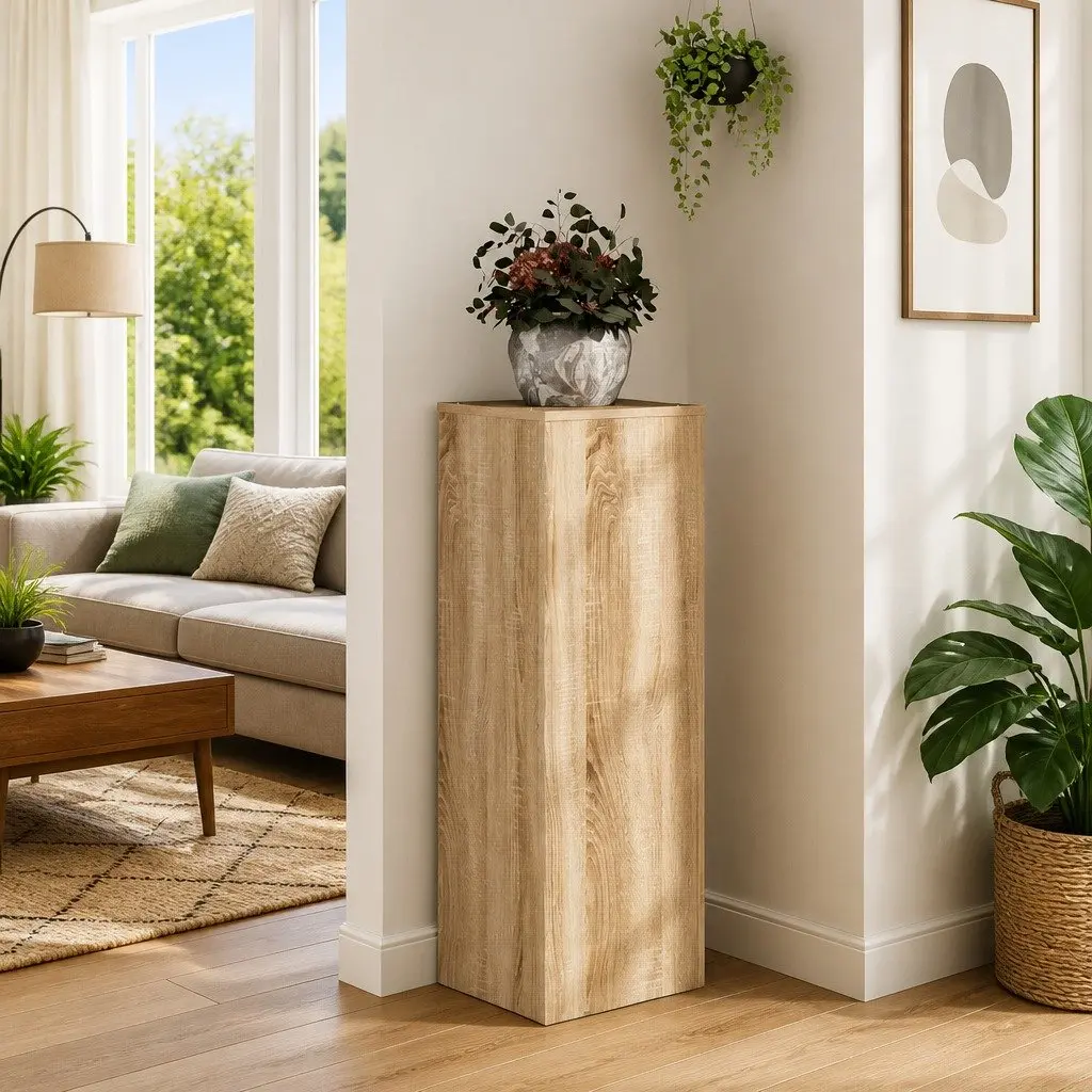 Plant Stand Brown Engineered Wood 33x33x100cm Sturdy Display for Home Garden