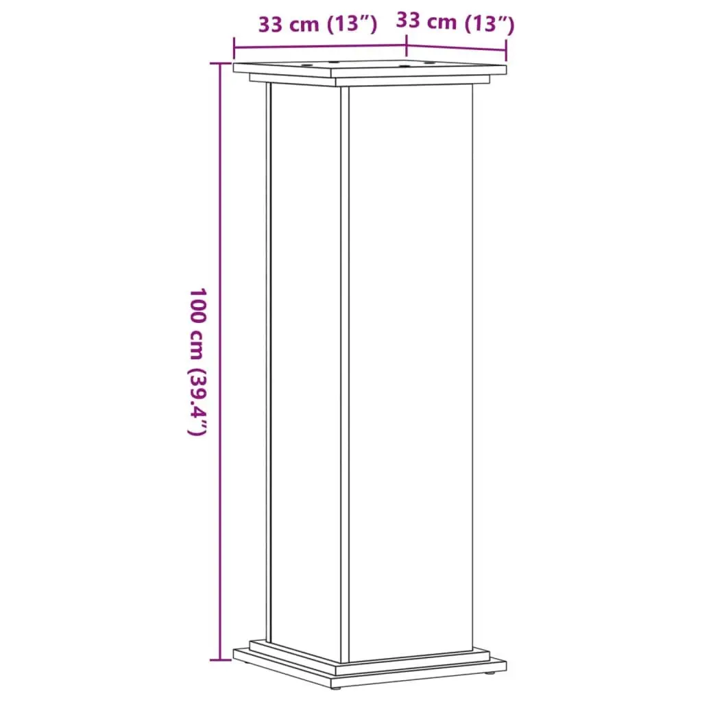 Plant Stand Brown 33x33x100 cm Engineered Wood Stable Top Surface
